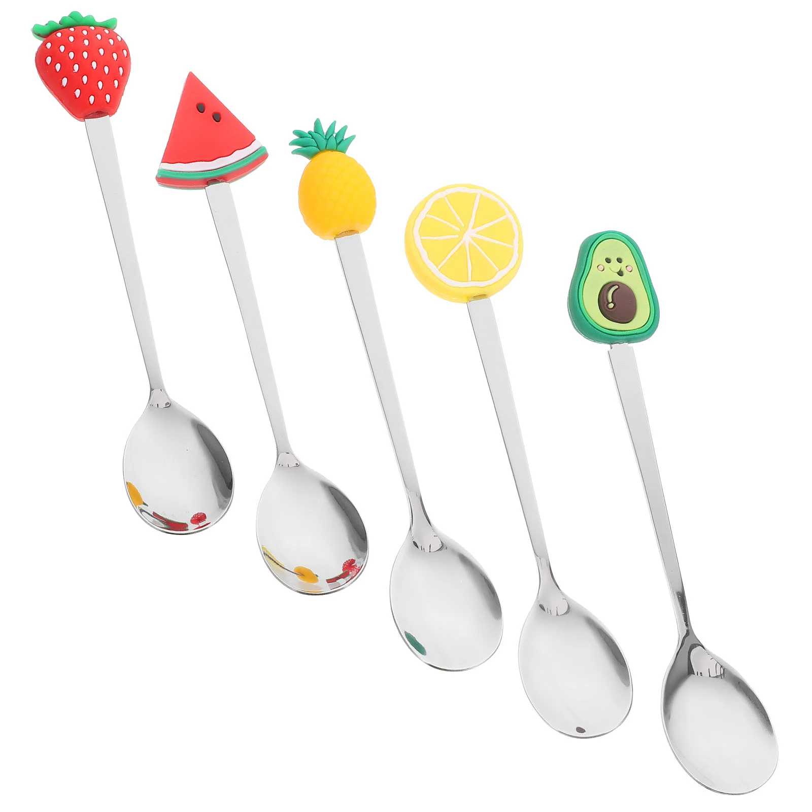 Stainless Steel Fruit Spoons Dessert Spoon Mini Spoons Small Dessert Honey Spoon Pudding Household Scoop 5 Pcs