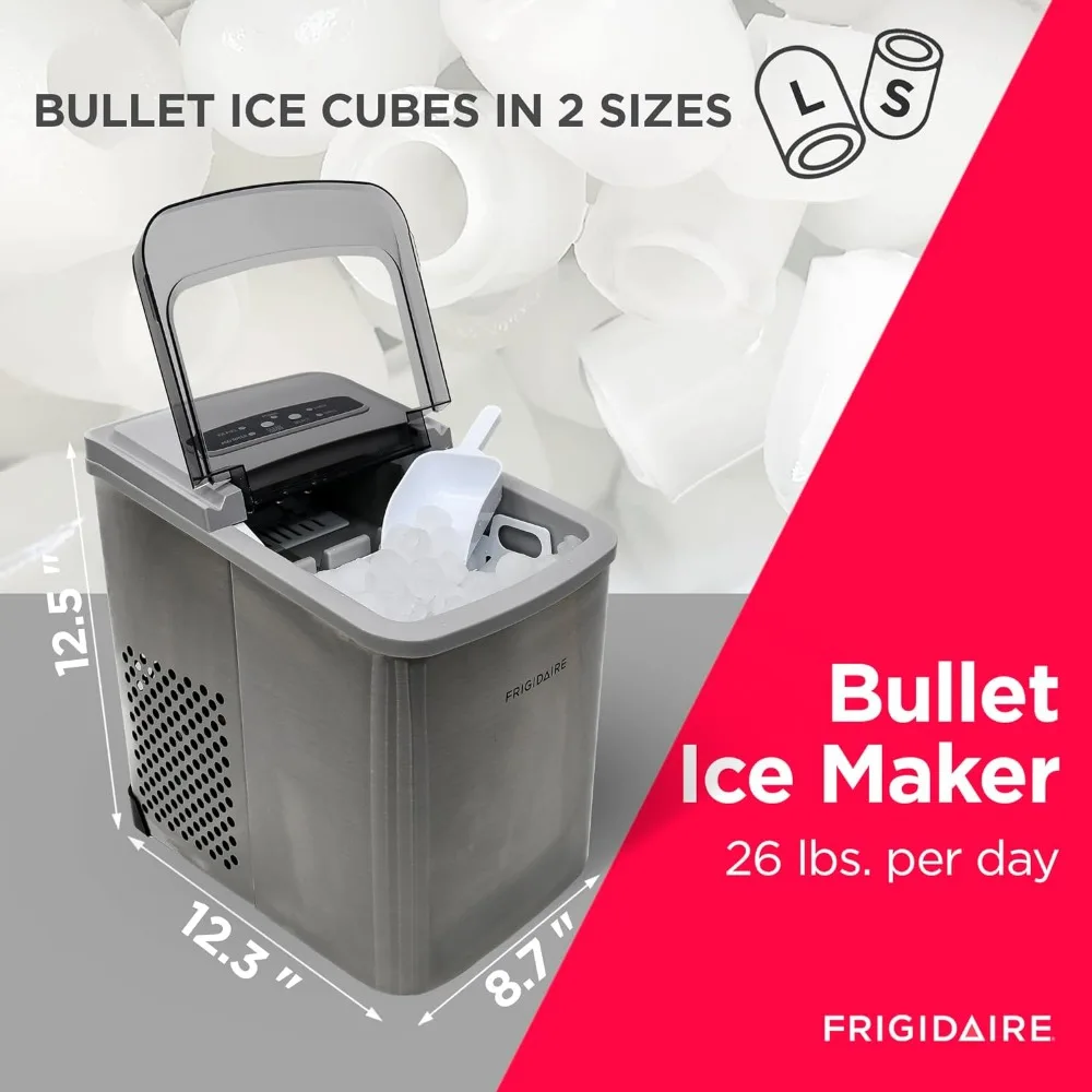 Countertop Ice Maker, Compact Machine, 26 lbs per day, Stainless 2