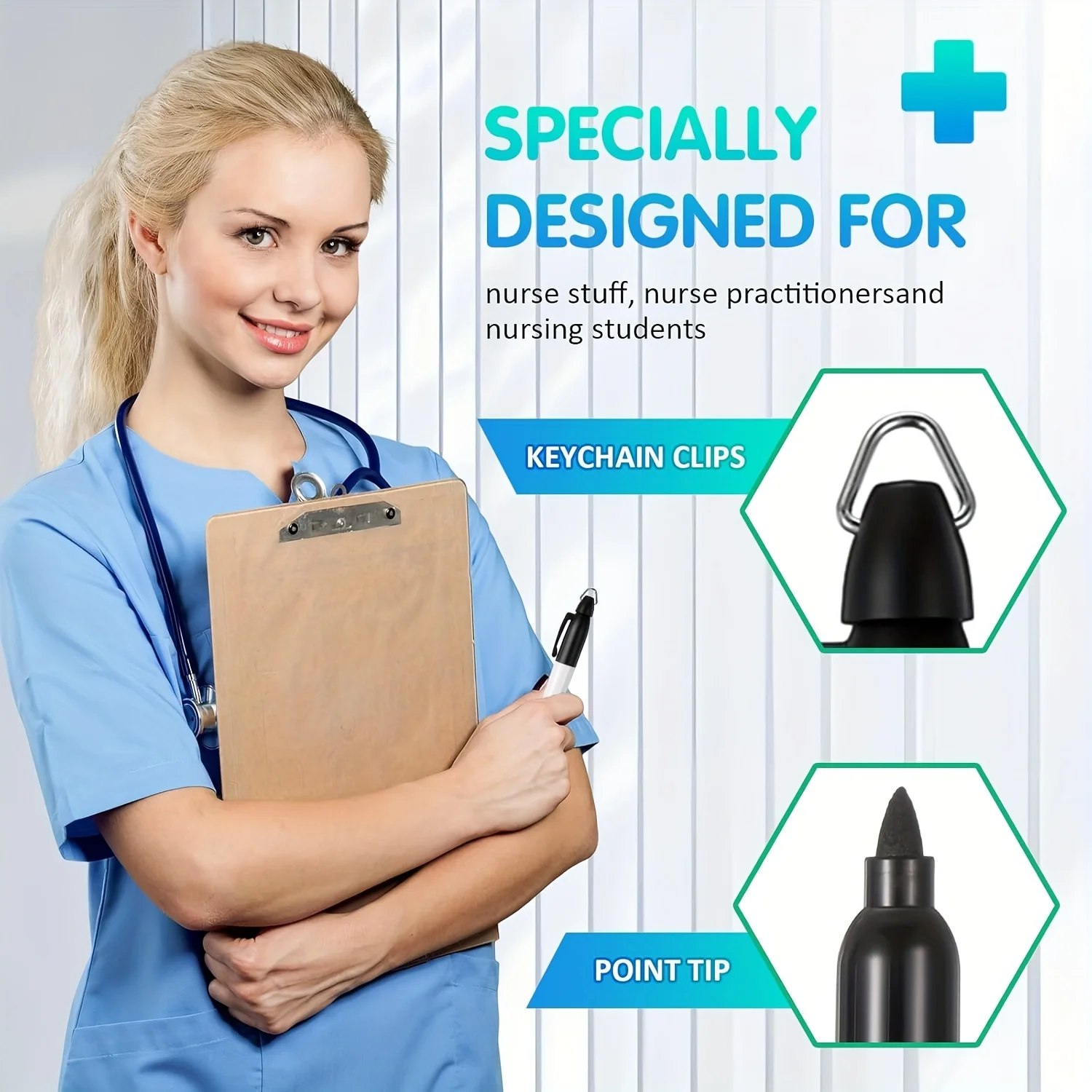 20/40/80 Pcs 미니 검정 잉크 영구 마커 펜 볼 헤드 키 체인 포함 간호사 사무실 소매 라벨 용 내구성 플라스틱 소재