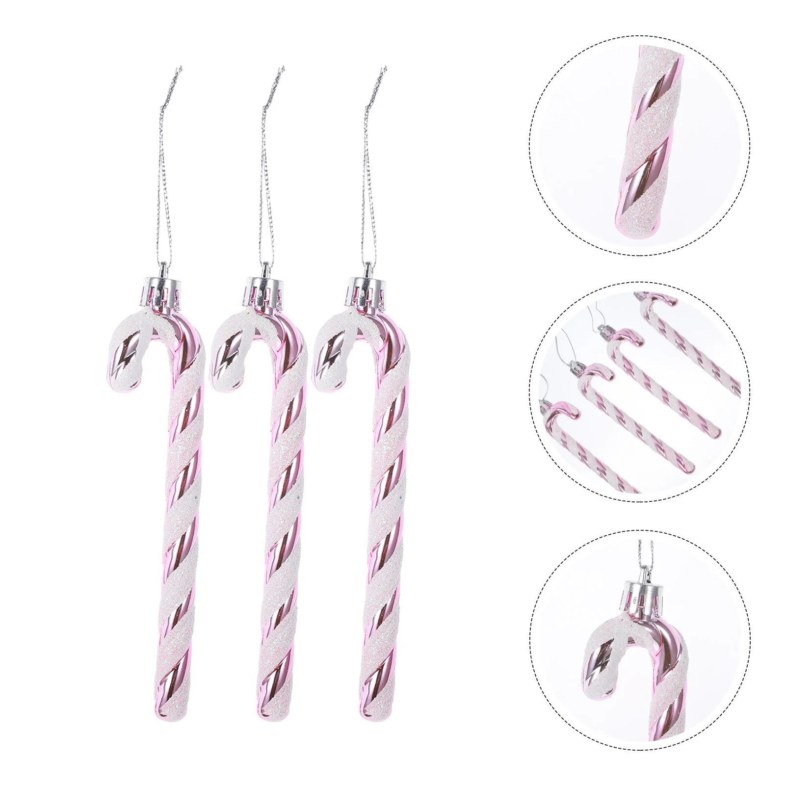 

6 Pcs Christmas Tree Decoration Plastic Cane Gift Home (Pink Pack) Xmas Hanging Props Decorations Ornaments Pendant Decors