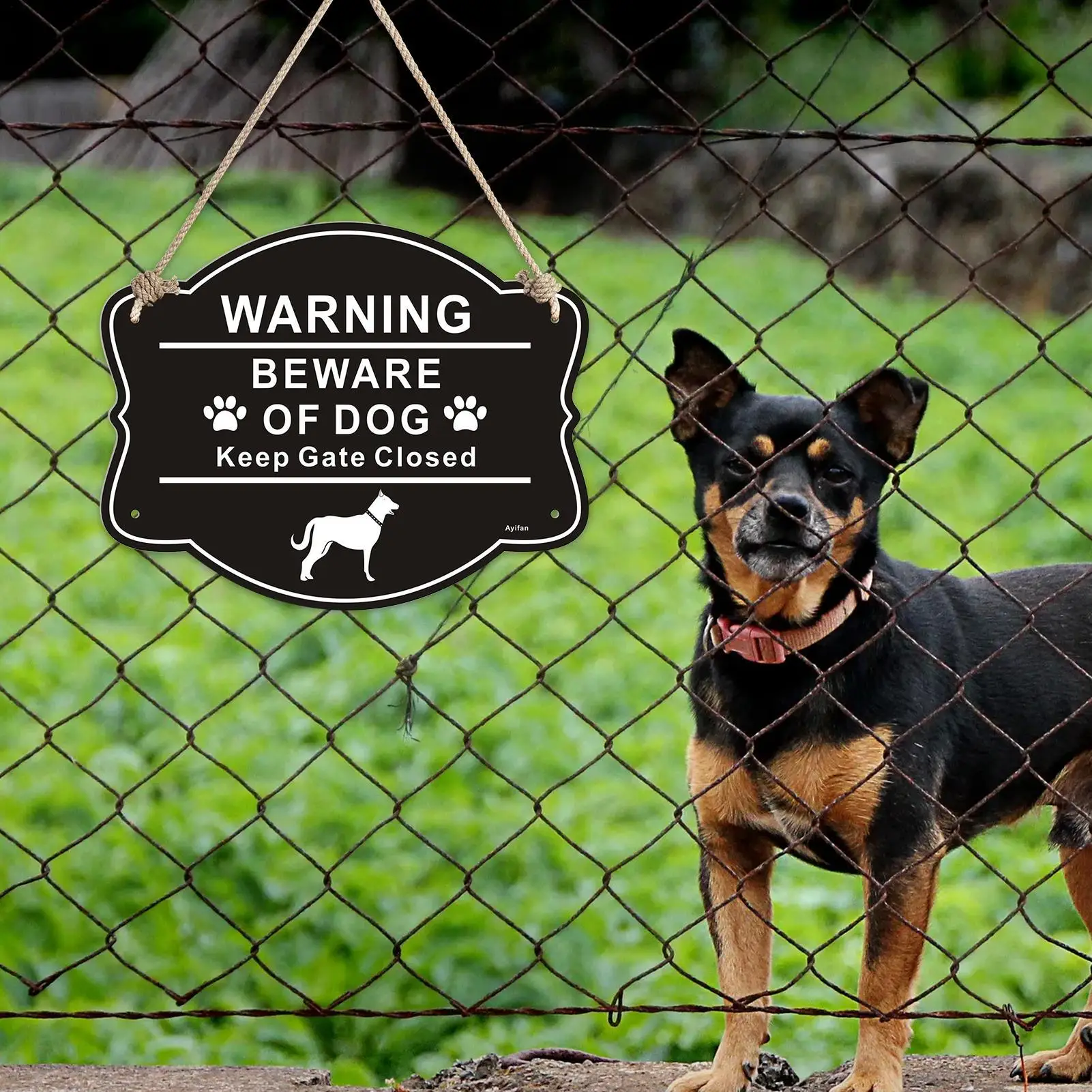 Dog Sign 10 X 8 Inch Aluminum Metal Weatherproof Anti-Rust Supplies Warning Beware Of Dog Sign For Property Premises Halloween