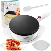 Cordless Crepe Maker- FREE Recipe Guide, NonStick Dipping Plate plus Electric Base & Batter Spatula, Portable Compact Baker 1