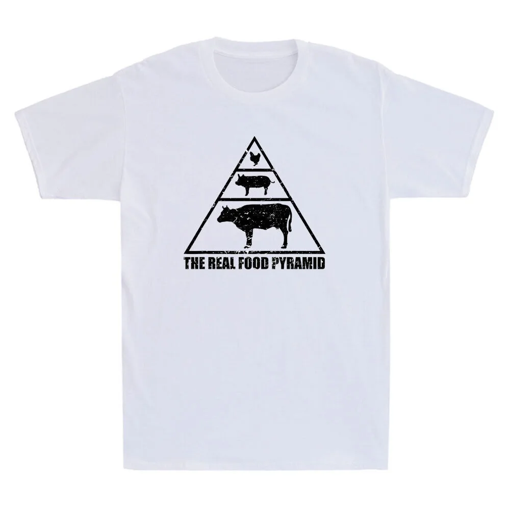 The Real Food Pyramid Carnivore Mangiatore Di Carne Citazione Divertente T-Shirt Da Uomo Vintage Tee Summer Short-Sleev Streetwear