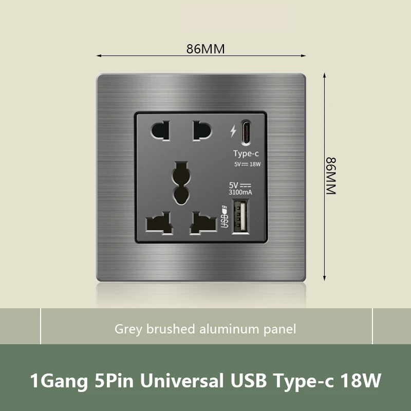 1Gang 5Pin USB C 18W