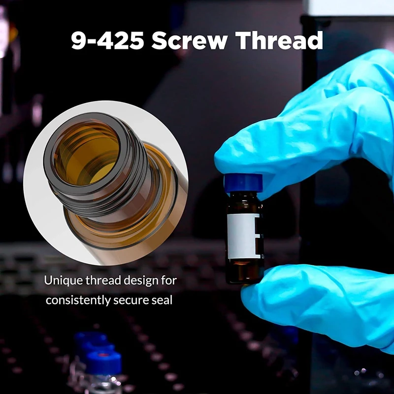 2Ml HPLC Vials 100 PCS Lab Amber Vials Write-On Spot Graduations Screw Cap Amber hplc vials