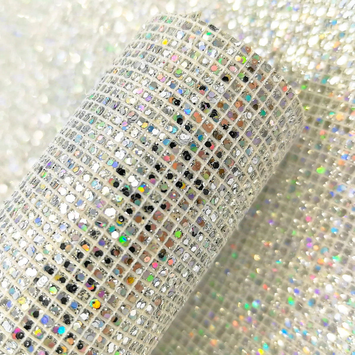 Hologram Iridescent Glitter PU Leatherette Sewing Fabric Grid Plaid Starry sky Chunky DIY Craft Bow GIFT Earring Decor Material