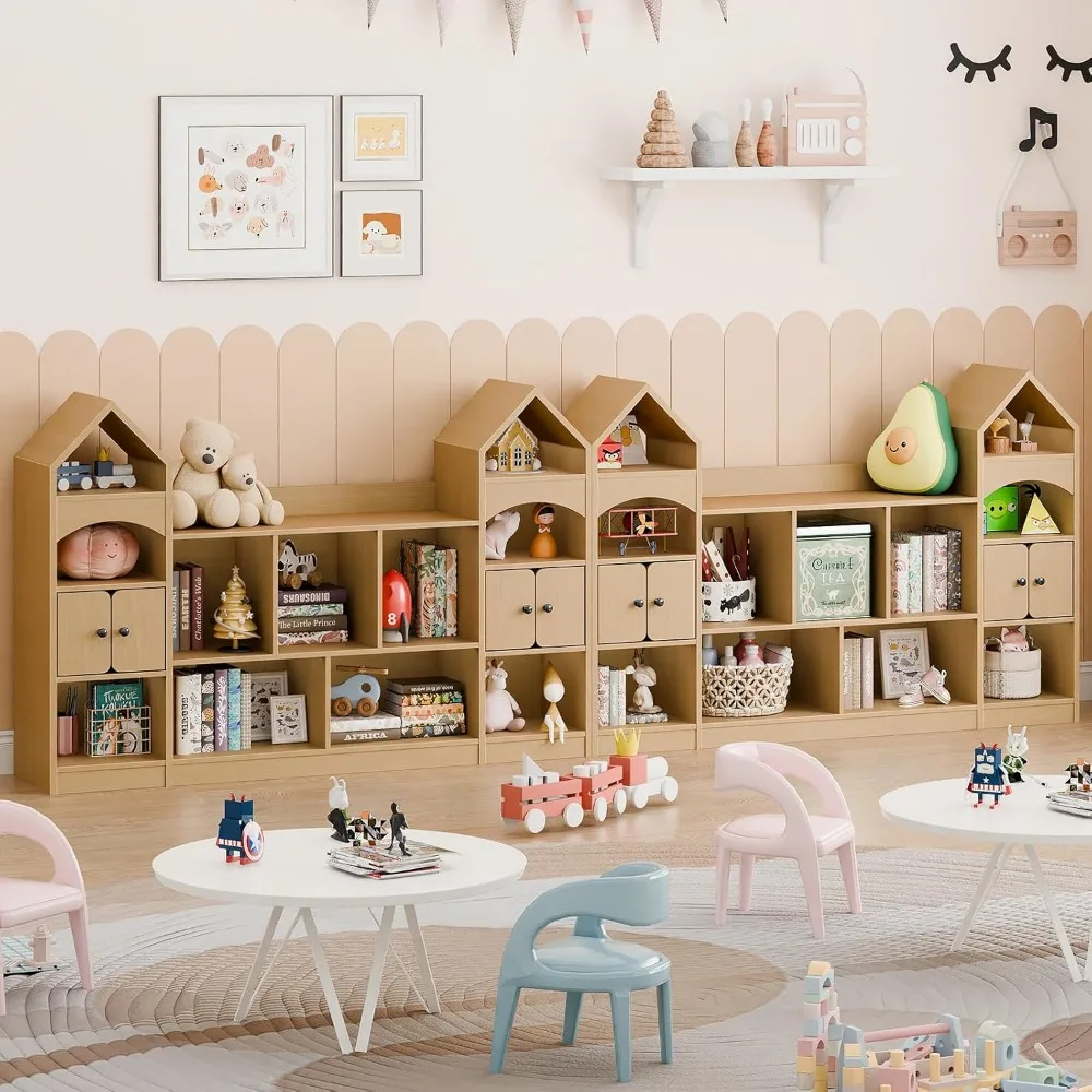 Castle Shape Children's Bookshelf,Kids Toy StorageOrganizer Kids Bookcase Display CaseMultifunctional Storage Cabinet Bookshelf 3
