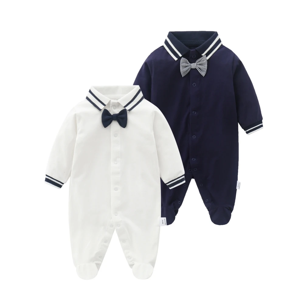 Baby onesie foot wrap romper cotton long sleeve gentleman rompers for toddler polo collar jumpsuit baby girl boys Autumn clothes