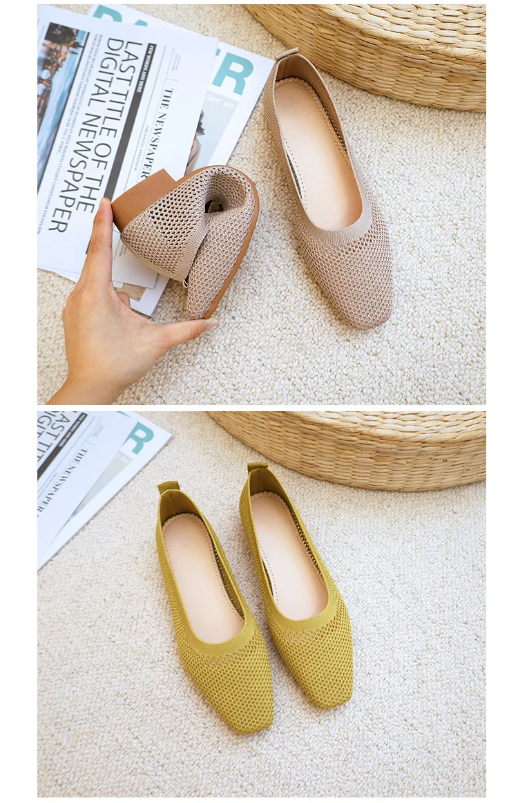 Hollow Knitted Mesh Shoes of Women Summer Comfortable Breathable Lightweight Luxury Girls Air Flats Daily Work Ladies Loafers