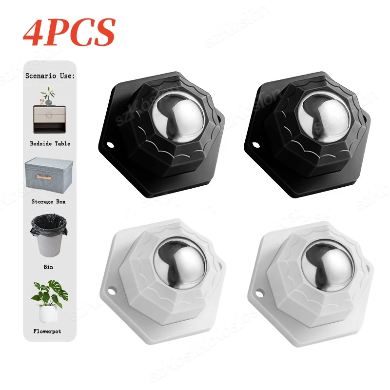 Furniture Casters 4Pcs Furniture Casters Wheels Self Adhesive Heavy Duty Pulley Stainless Steel Nylon Strong Universal Wheel 360&deg; Rotation furniture casters