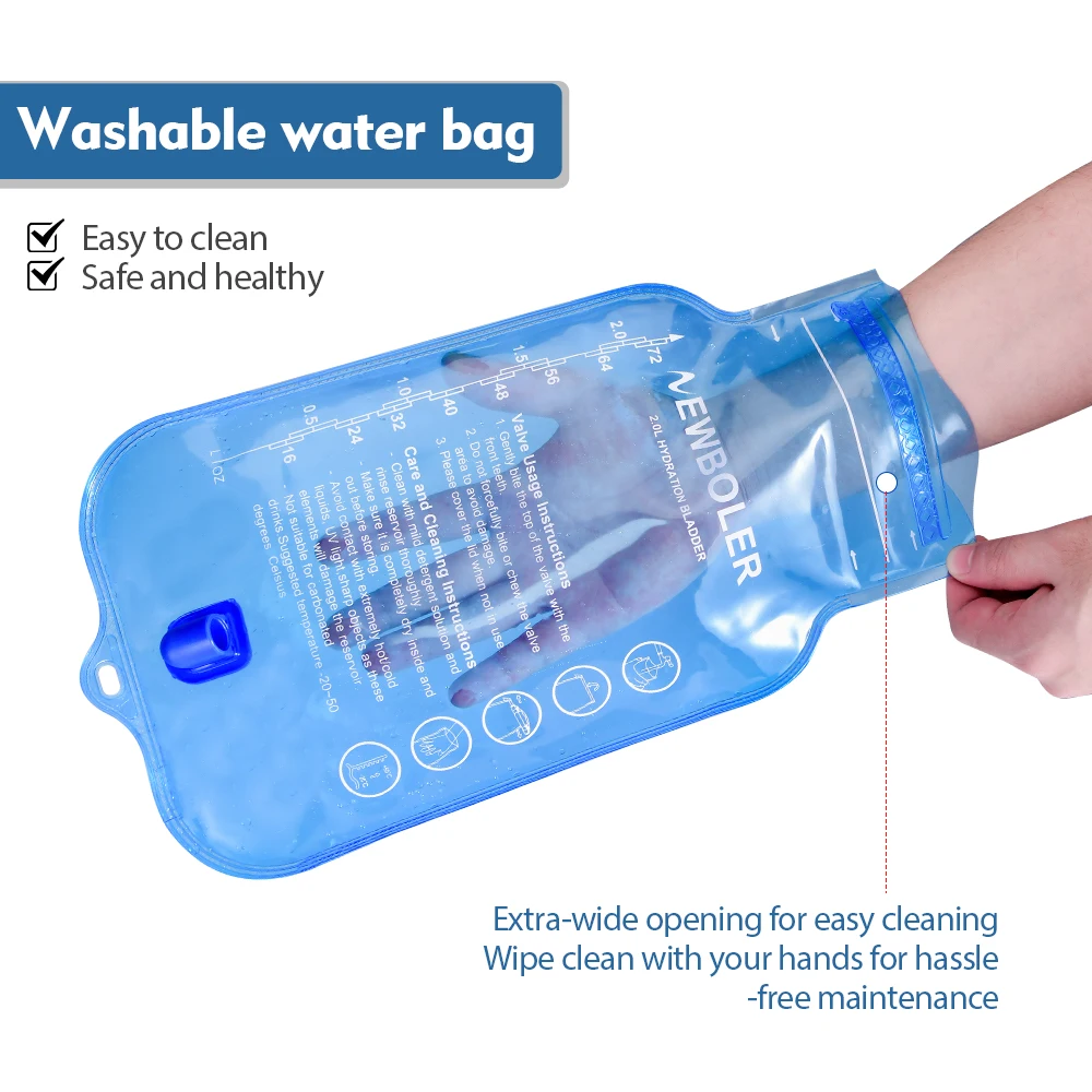 NEWBOLER 1,5L 2L 3L Outdoor Sport Camping Wasserblase Lauf-Sport Fahrrad Weiche Wasserflasche PEVA Weiche Trinkflasche Wasserbeutel – Detail 12