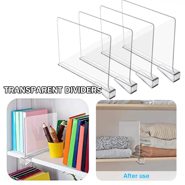 1/2/4pcs Acrylic Dividers Shelf Divider for Closets Organizer Shelf  Dividers Closet Separators Bookcase Shelf Divider - AliExpress