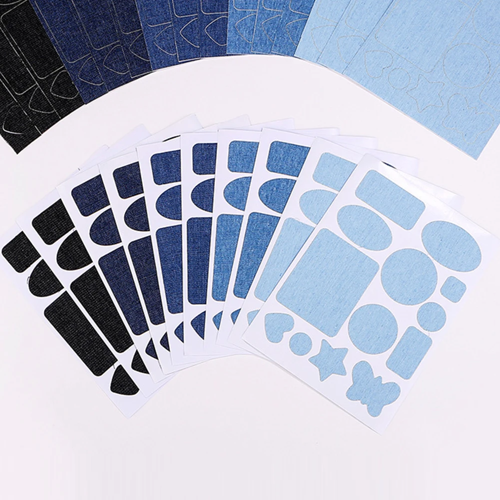 DIY Self-Adhesive Clothing Patches Cut Denim Fabric Stickers Repair Patches for Jean Clothing Pants Elbow Knee Clothing Stickers