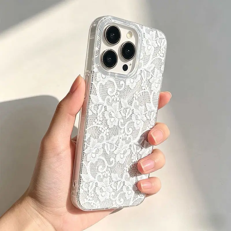 Elegant White Lace Polka Dot Phone Case