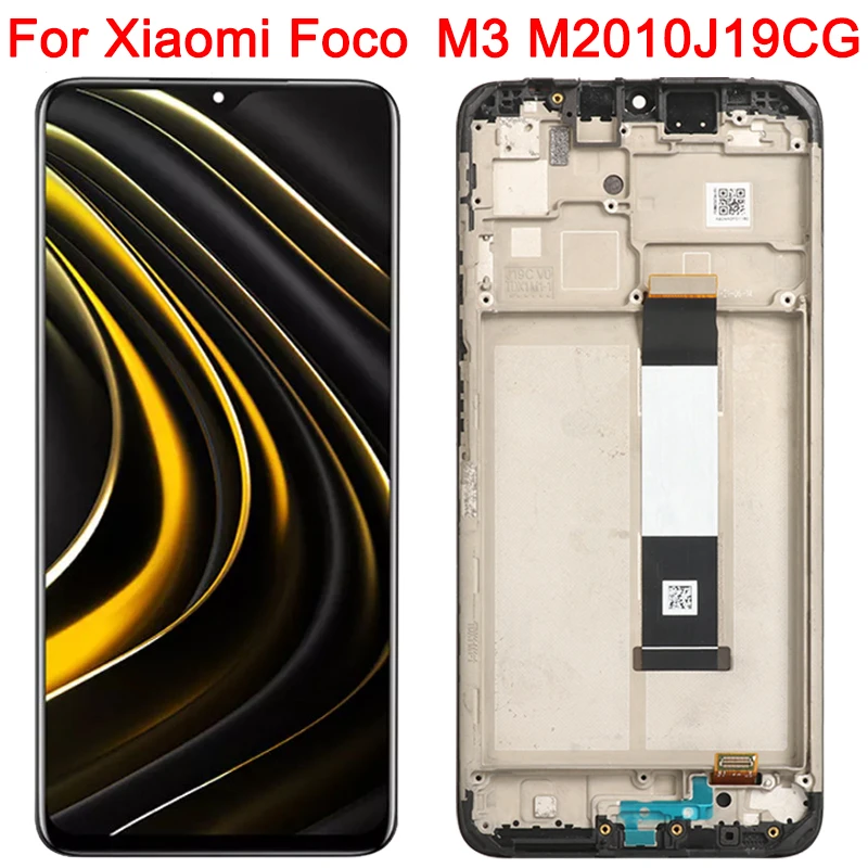 

Для Xiaomi Poco M3 дисплей с рамкой 6,53 "10 Touch Pocophone M3 M2010J19CG LCD сенсорный экран Запчасти
