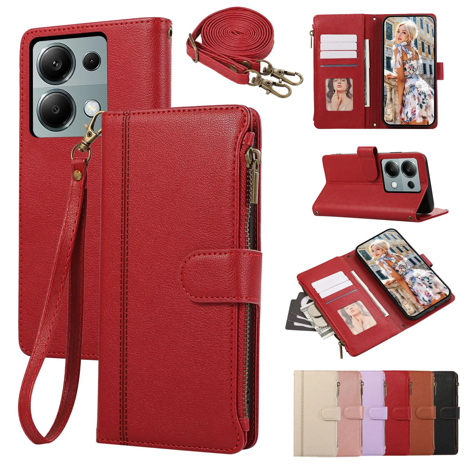 Turbo 5 Max Embossed Zipper Multi-Card Holder Phone Case - Premium Artificial Leather