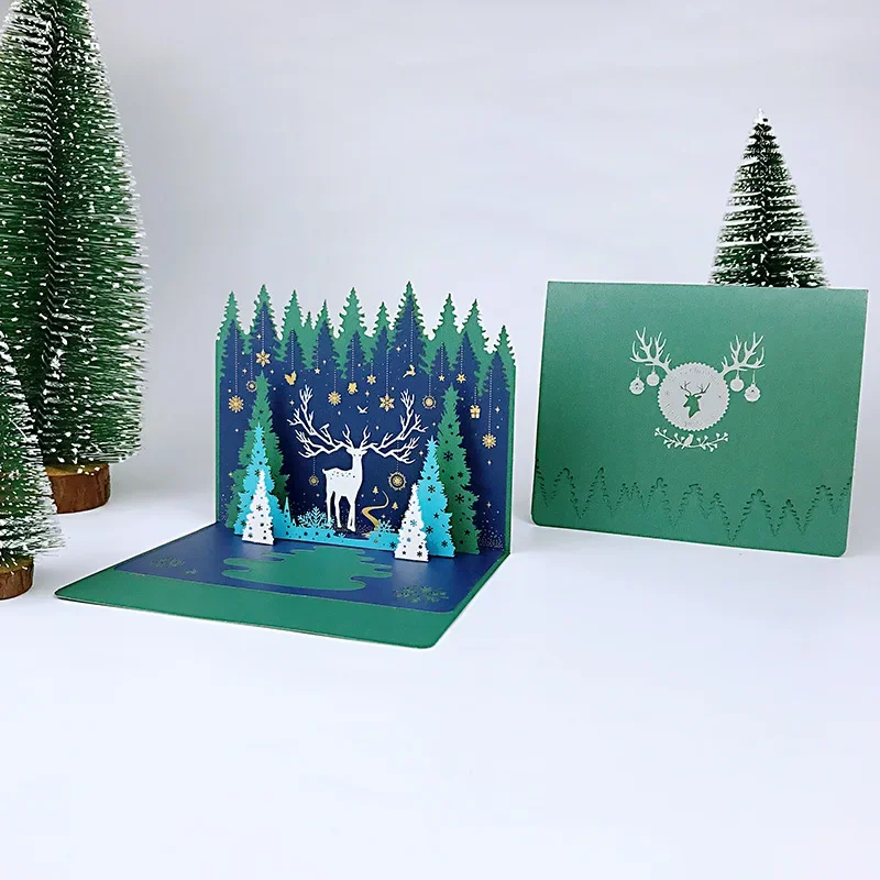 Rendition Deep See Deer Christmas 3D Card Creative New Design Christmas Tree Music Card Company Gift