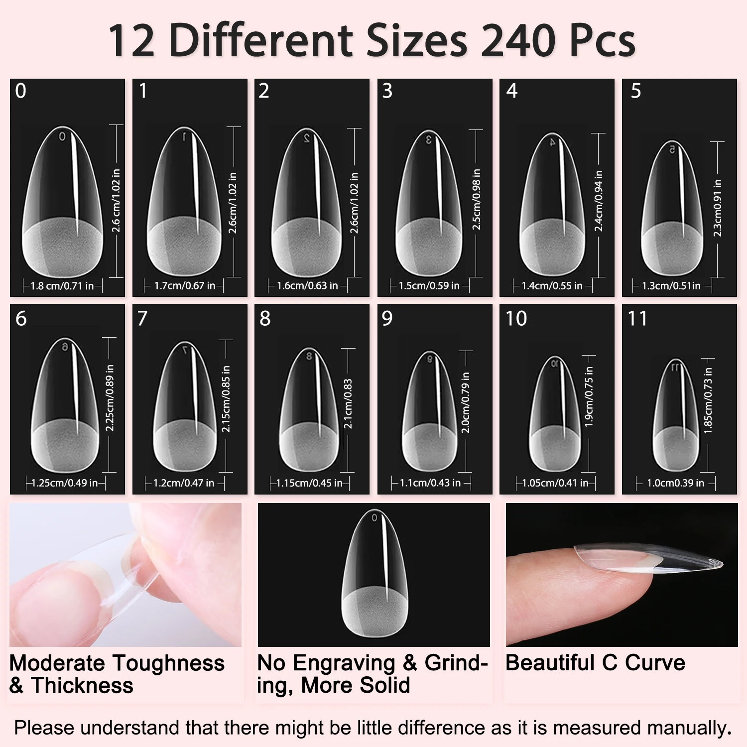 2pcs Gel Nail Kit, Almond Nail Tips and Nail Glue Gel Soak Off Gel Polish Curing Needed for Starters Nail Extension Women Gift 3