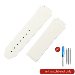Luxury Rubber Watchbands - Soft and Comfortable High-Quality Silicone Strap for 13x20mm (J02-White-No Buckle)