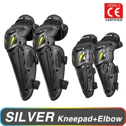 Motorcycle Protective Knee and Elbow Gear - All-Season Ventilated Pads (Silver Suit)