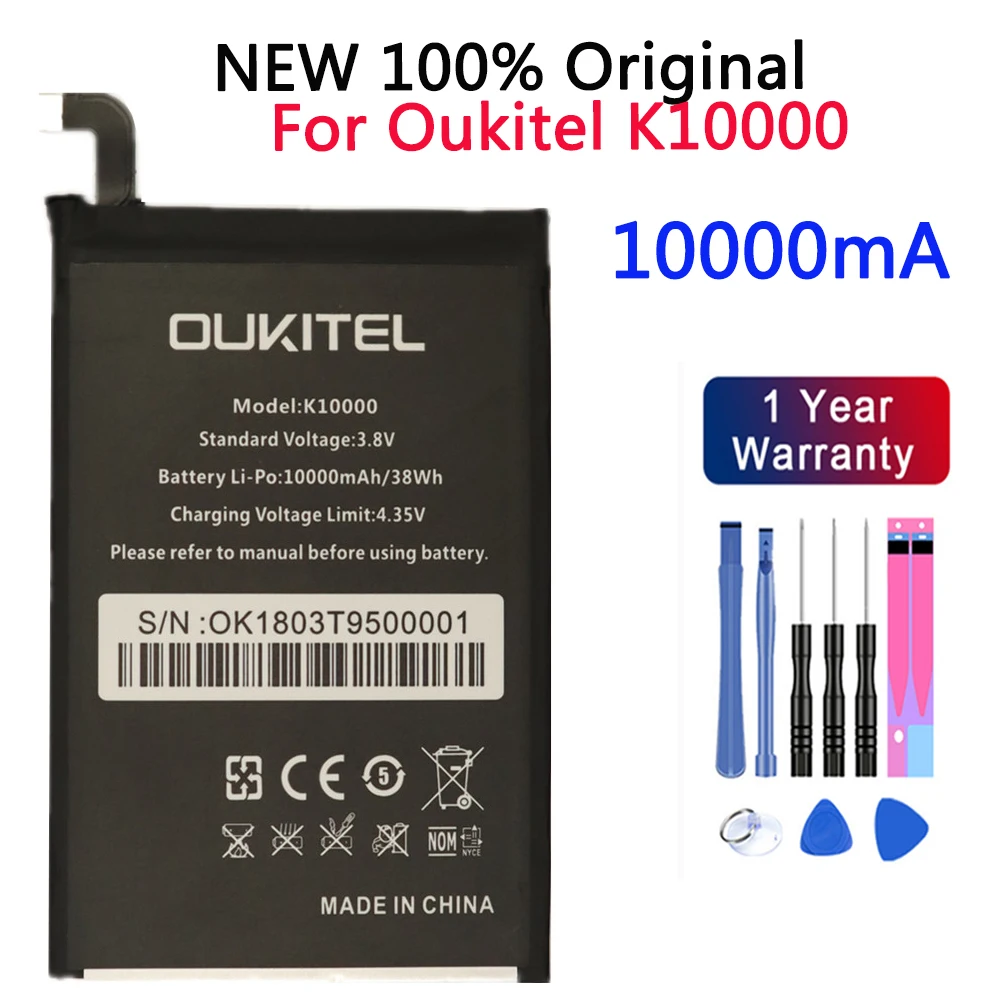 

100% Original 10000mAh Mobile Phone Battery For Oukitel K10000 Batterie Real Capacity Replacement Batteries With Tools