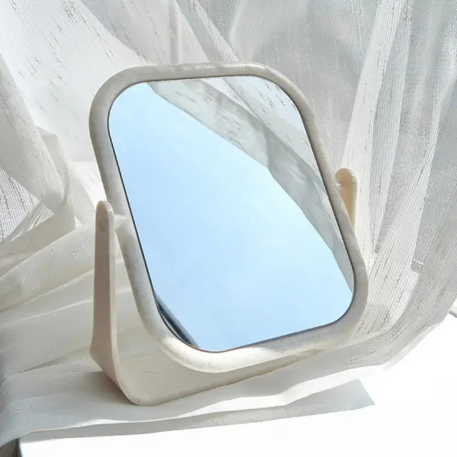 Miroir de Maquillage de Bureau Pliable, Résistant à 360, Rotatif, Double Face, Princesse, Portable, avec Support, Carré, Rond, pour la Maison 4
