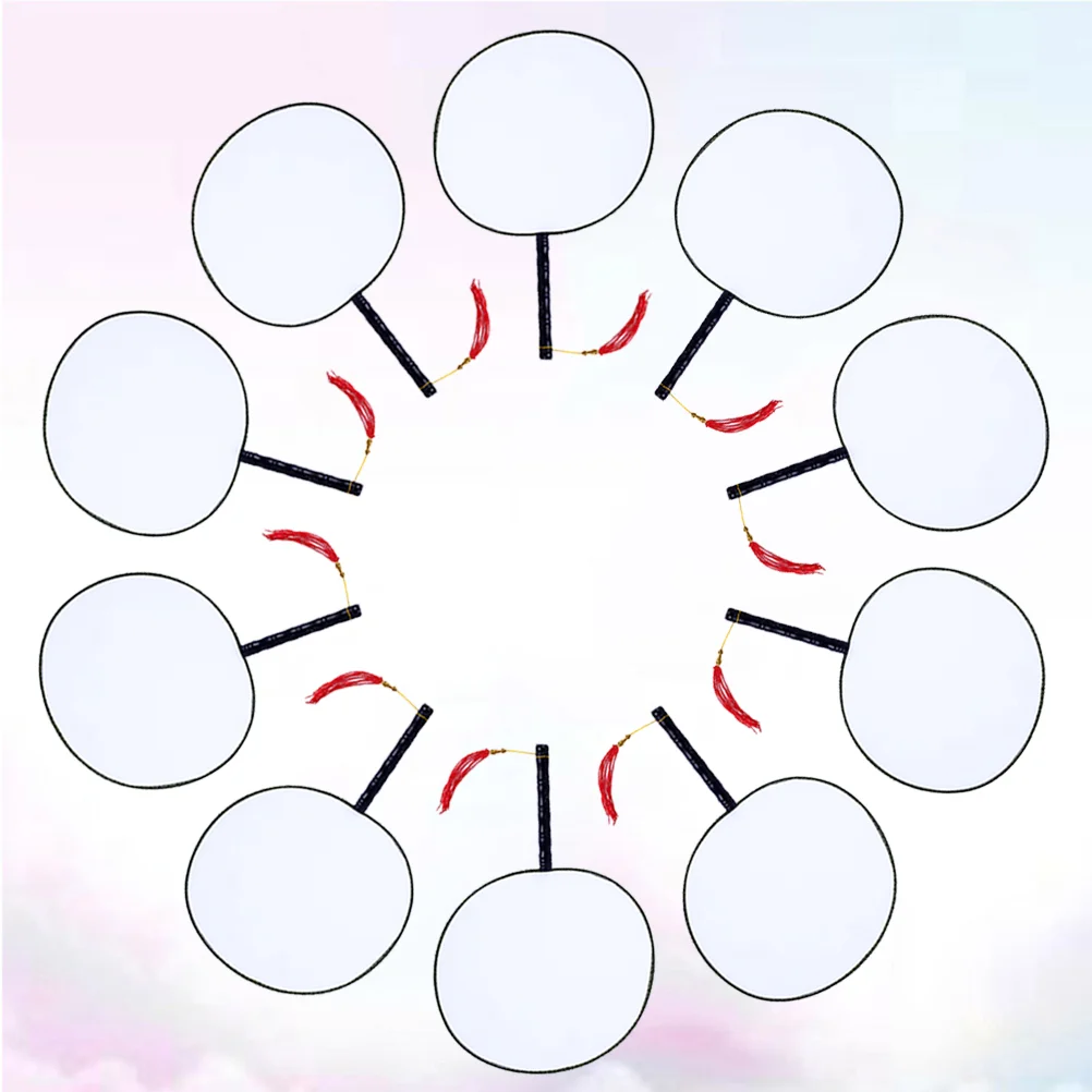 

10Pcs White Hand Fan Blank Fans DIY Painting Fan Useful Painting Fan Drawing Fans Classic Chinese Round Hand Fans for Drawing