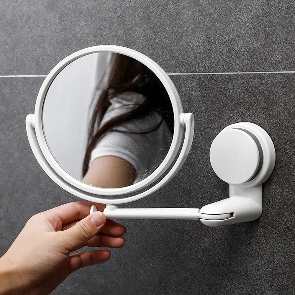 Plastic Wall Hang Round Folding Bath Accessories Vanity Mirror Bath Mirrors Shave Mirrors Makeup Supplies 2