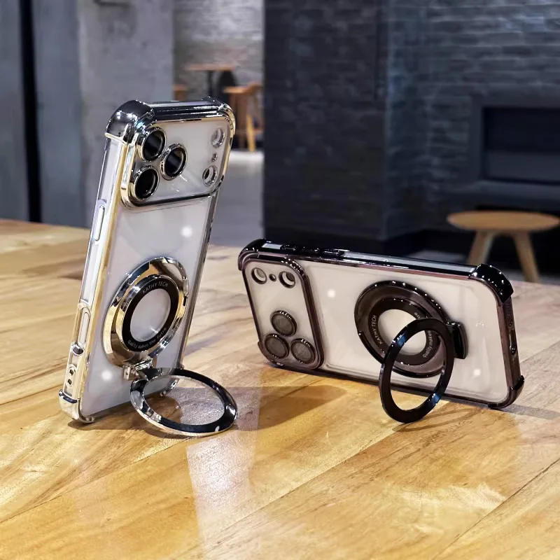 6D Astronaut Space Bear Plating Phone Case with Bracket Stand