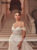 Elegant Shiny Tulle Off Shoulder Sweetheart Mermaid Wedding Dresses Beading Embroidery Appliques Lace 2 In 1 Bridal Gown 4