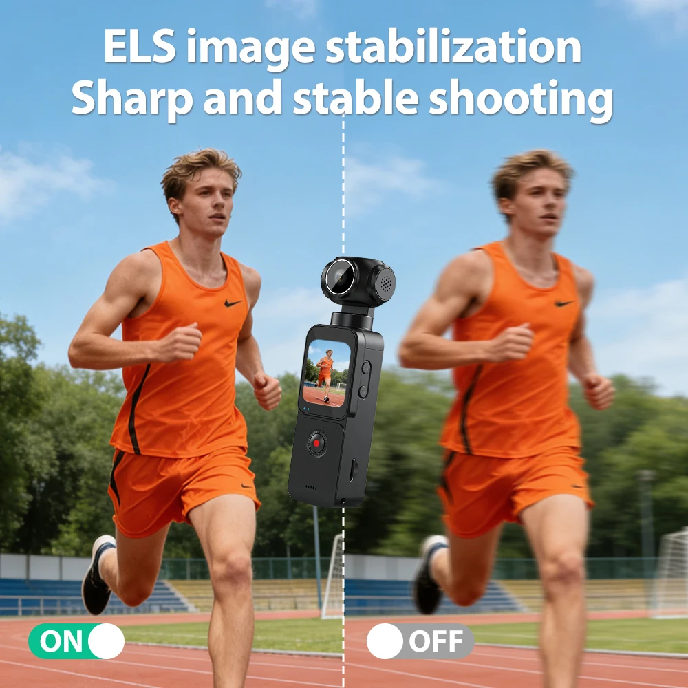 Caméra Action 4K 60FPS 75MP avec Rotation Électrique et Écran 1.69"