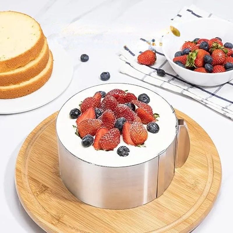 

Adjustable Mousse Cake Round Mold 16-30cm Cake Side Collar Membrane Kitchen Accessories DIY Baking Cake Dessert Decoration