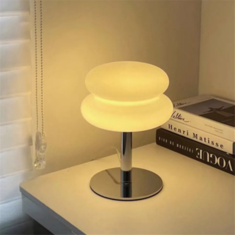 

Macaron Glass Table Lamp Trichromatic Dimming Living Room Atmosphere Lamps Eye Protection Night Light Girl Bedroom Bedside Decor