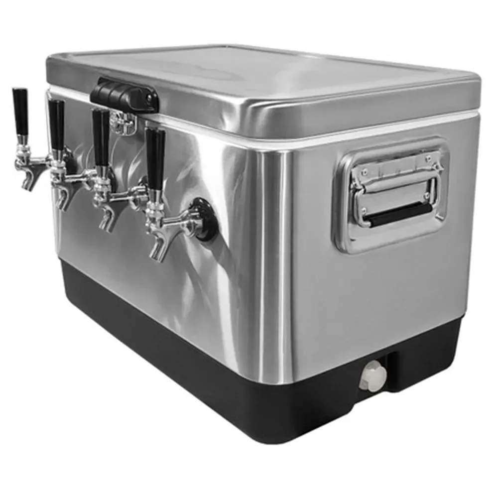 Cold Beer Dispenser 4 Faucet Jockey Box 50L Stainless Steel Portable Alcohol Dispenser for Bar Outdoor Camping