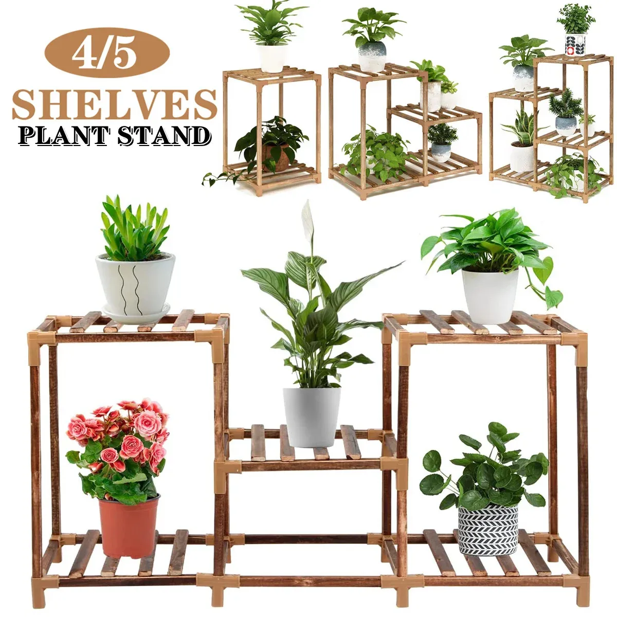 Wooden Flower Shelf 4/5-Shelves Plant Stand
