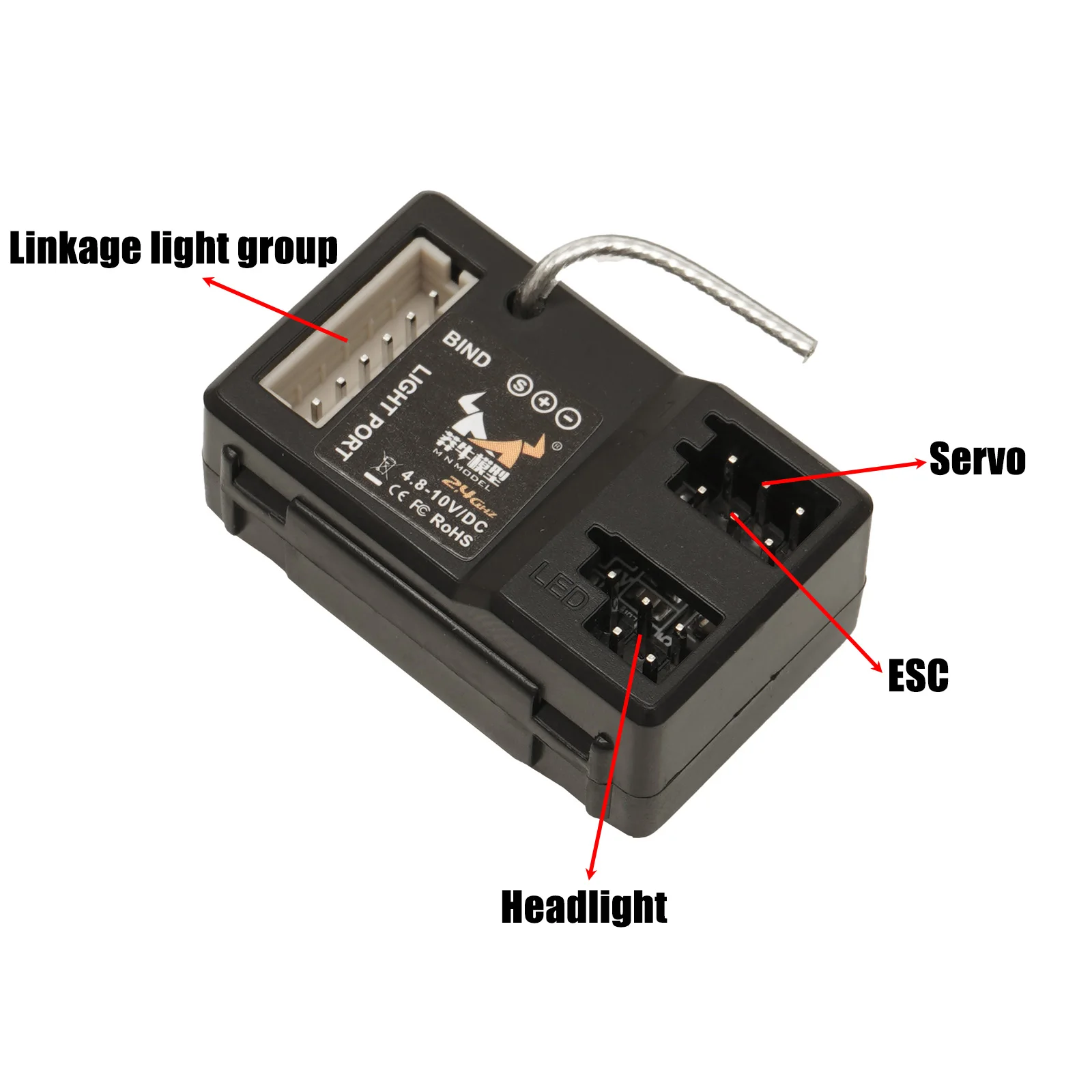 2CH 6CH 2.4G Receiver LED Light Port 4.8-10V DC for 1/12 MN82 MN86 MN78 MN128 MN168 MN90 RC Crawler Car Boat Tank WPL Model Part