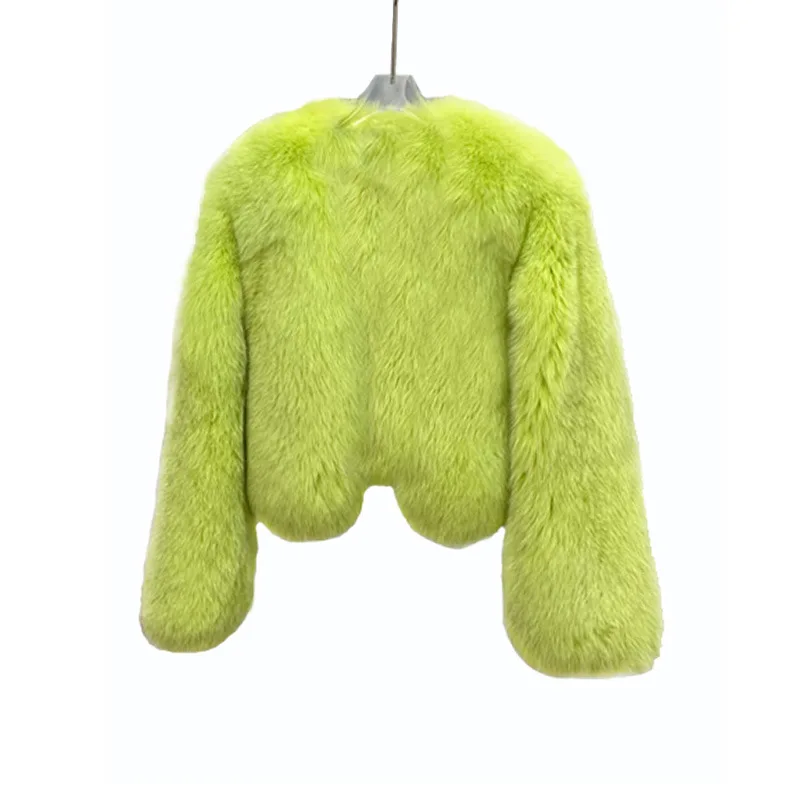 Cropped Faux Fox Fur Jacket for Women Short Warm Coat Korean Fluffy Fur Jacket Winter Clothes Fashion Coats 2023