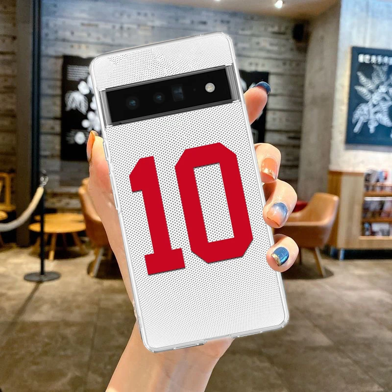 Fußballspieler-Nationalmannschafts-Trikot-Handyhülle für Google Pixel 8 7 6 5 4 4XL 7A 6A 5A 4A 3A 3AXL Pro 5G transparente Taschen – Detail 4