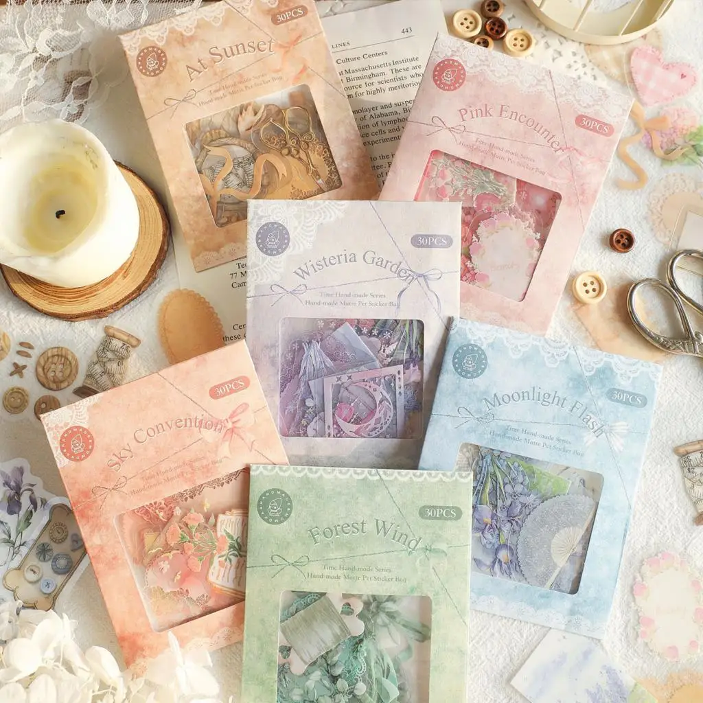 

30Pcs Vintage Scissor Lace Butterfly Planner Stickers DIY Decorative Sticker For Scrapbooking Diary Notebook Letters Card Making