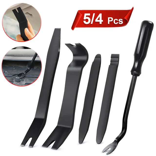5/4 PCS Car Interior Trim Removal Kit, No-Scratch Removal Pry Tools for Door Panel, Car Clip Panel & Audio Dashboard Dismantle 1
