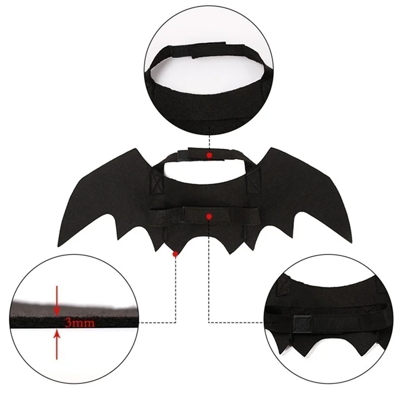 Halloween Cute Pet Clothes Black Bat Wings Harness Costume for Halloween Cosplay Cat Dog Party for Pet Supplies pet clothes