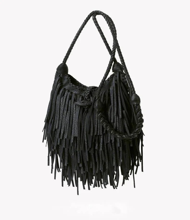 New Shoulder Bag Launched, European and American Trendy Retro Tassel Large Capacity Handmade Women's Crossbody Bag_voghion.com