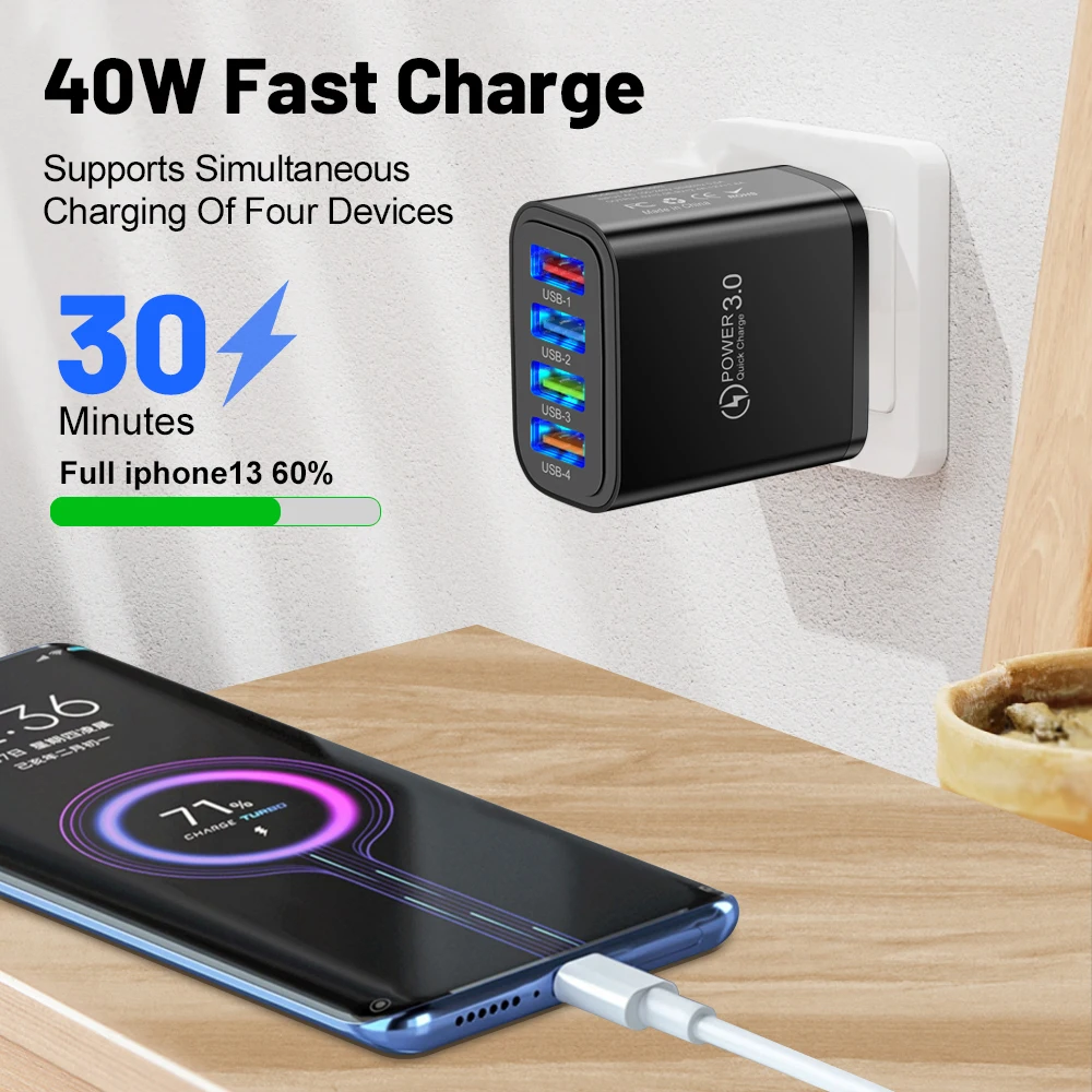 5V 3A USB Charger Multi Fast Charging Mobile Phone Power Adapter For iPhone Xiaomi Huawei QC 3.0 EU/US/UK Wall Quick Charge Plug