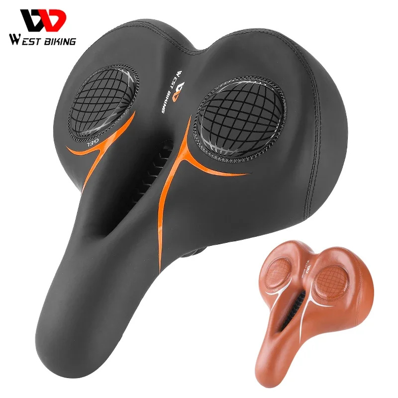 

WEST BIKING Ergonomic Bicycle Saddle Widen Thicken MTB Road Bike Seat Highly Elastic Silicone Sponge PU Leather Cycling Cushion