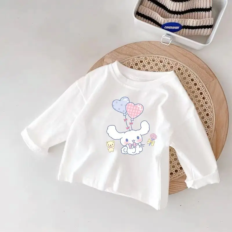 

Kawaii Sanrioed Cinnamoroll Anime Toddler Boys Girls Long Shirt T Shirts Spring Autumn Sweatshirt Pochacco Tops Pullover Gift