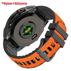 Premium Hybrid Leather - Silicone Watch Strap with QuickFit Design (26mm/22mm) - QuickFit 22mm (Orange Black)