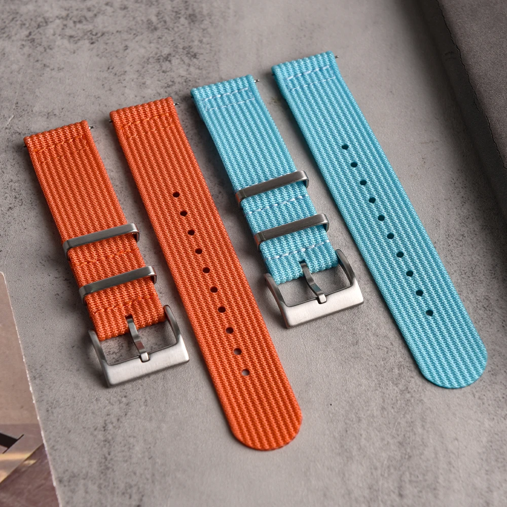Two-Piece Ribbed Nylon Quick Release Watch Strap - Versatile Wristband Accessory