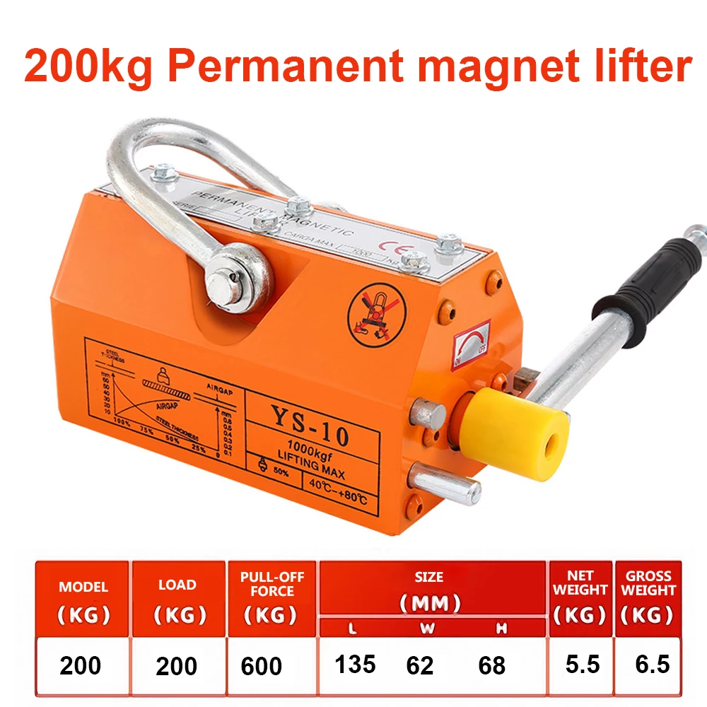 600KG 1t 400T Permanent magnet lifter powerful magnetic lifting 2 tons magnet 3 lifting crane Krauk permanent suction cup