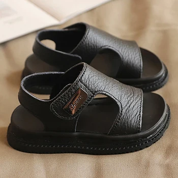 Sandali estivi in pelle PU per ragazzi Ergonomia con suola morbida Scarpe da spiaggia per bambini Sandali da ragazzo casual antiscivolo per bambini 1