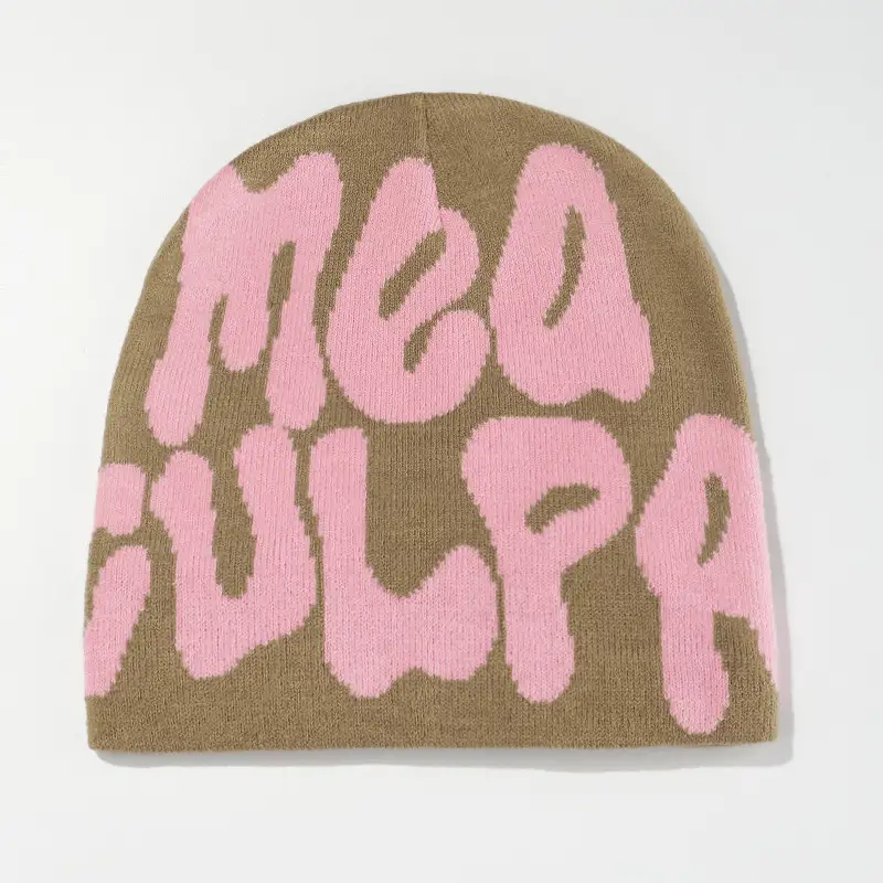 Mea Culpa Knitting Beanies Hat For Women Men Couple Y2K What's In Fashion Bonnet Kpop Wool Skullies Hoods Lady Caps Gorro шапка - Image 8